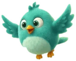 Hugo the Hummingbird, the 5Mins mascot, flying