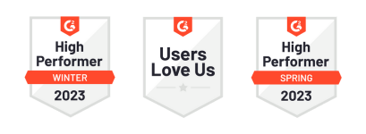 G2 Badges - High Performer Winter 2024, Users Love Us, High Performer Mid-Market Winter 2024